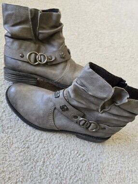 Rieker Women’s Taupe Faux Leather Ankle Boots EU 41 US 10 Cozy Lined